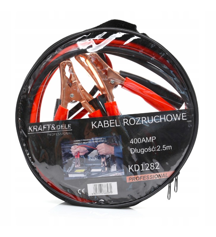 KABLE PRZEWODY ROZRUCHOWE 400A 2,5M POKROWIEC ETUI KABLE PRZEWODY ROZRUCHOWE 400A 2,5M POKROWIEC ETUI
