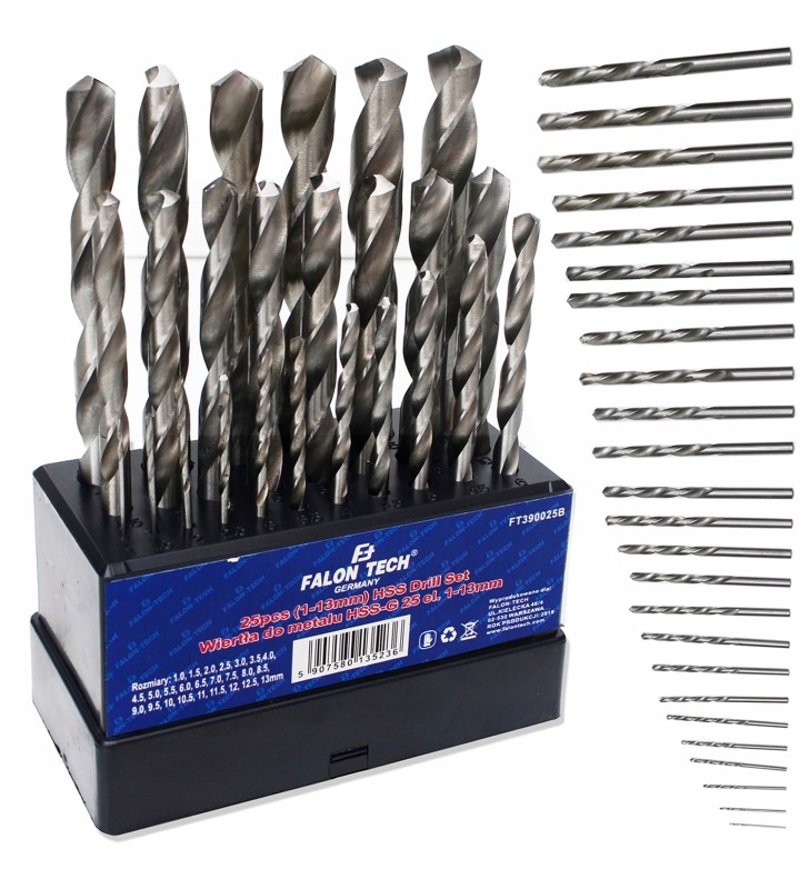 ZESTAW WIERTEŁ DO METALU HSS 1-13mm WIERTŁO 25el