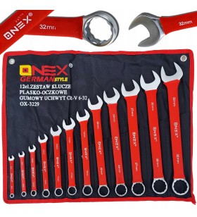 KLUCZE PŁASKO OCZKOWE 6-32mm 12el KLUCZE PŁASKIE ZESTAW KLUCZY Z GUMĄ